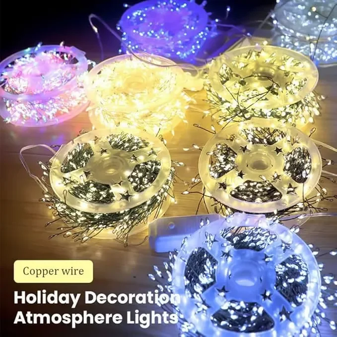 🎁LED Copper Wire Firecracker Light String - White light / 9.84ft 100 lights