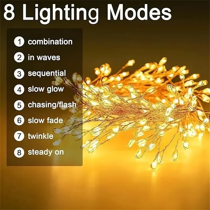 🎁LED Copper Wire Firecracker Light String - White light / 9.84ft 100 lights