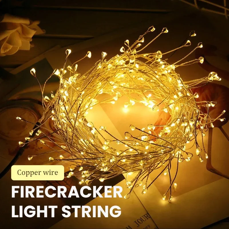 🎁LED Copper Wire Firecracker Light String - White light / 9.84ft 100 lights