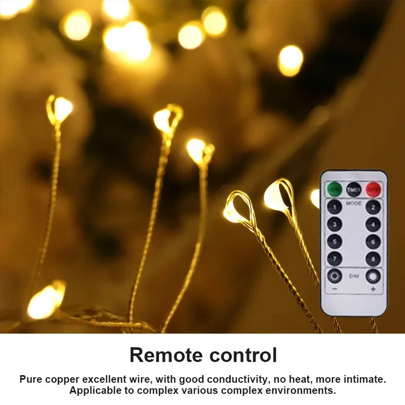 🎁LED Copper Wire Firecracker Light String - White light / 9.84ft 100 lights